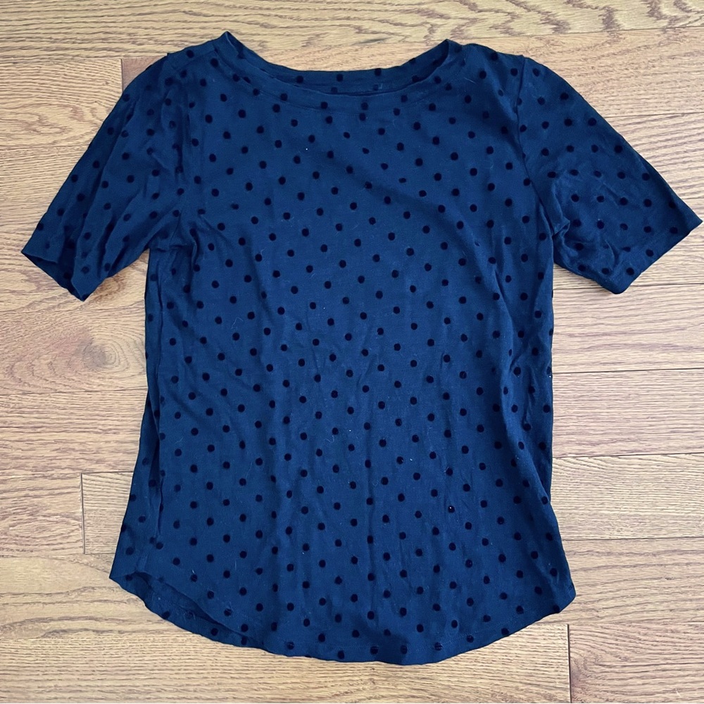 LOFT Black Polka Dot Short Sleeve Tee – Size XS